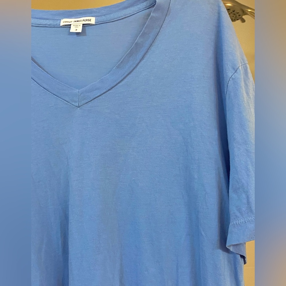 James Perse Size 3 Tall Men’s Blue VNeck Tee Shirt.Short sleeve.EC 100% Cotton - Picture 4 of 14